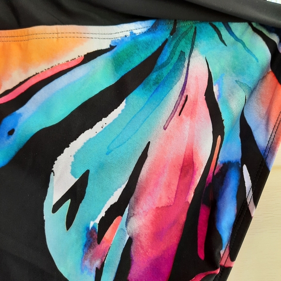 La Blanca Black Prism Palm Women's Bikini Swimsuit Bottom Convertible Band SZ 10 - Picture 7 of 14